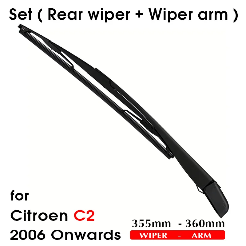 KOSOO Auto RearWiper Blade For Citroen C2,355mm 2006 Onwards Rear Window Windshield Wiper Blades Arm,Car Styling Accessories