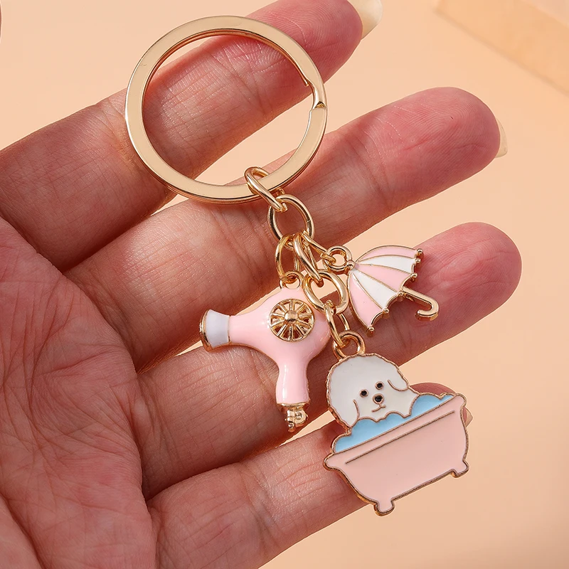 Aihua لطيف المينا القلب جرو الكلب المفاتيح للنساء الفتيات BFF أفضل الأصدقاء حقيبة يد قلادة هدايا عيد ميلاد مجوهرات