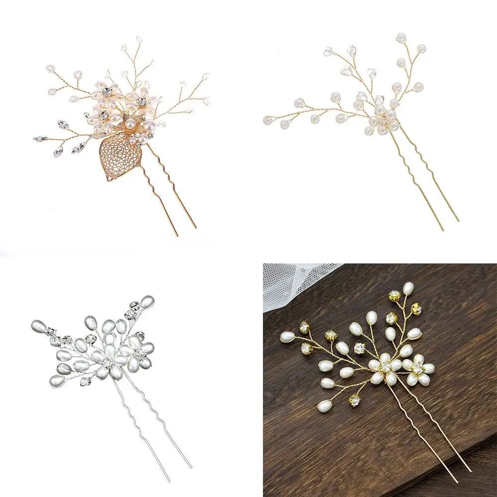 Plait Hair Pearl Wedding Bride U-Shape Hair Jewelry Bride Hairpin Hair Clip Pearl Hairpin Headdress