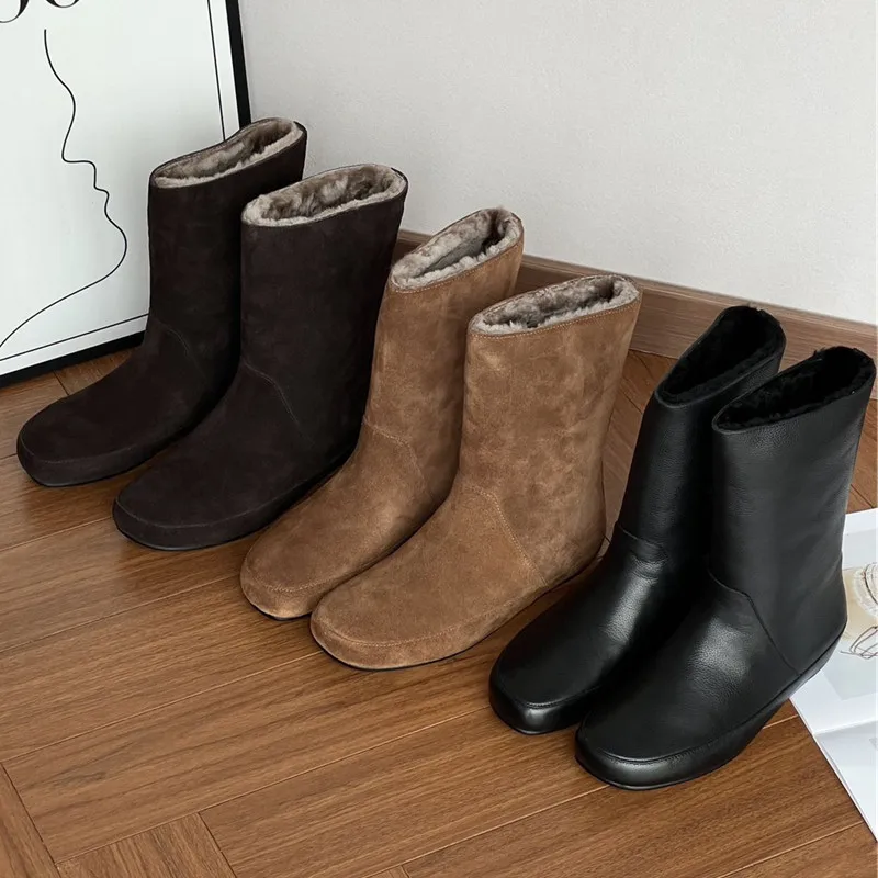 Maxdutti Fashion Warm Nordic winter snow boots made of genuine leather and wool boots Boots Women's Boots Woman Shoes