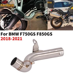 Escape de motocicleta modificado, aço inoxidável Mid Pipe Connect, silencioso original, BMW F750GS F850GS F750 GS 2018-2021