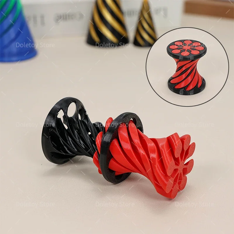 3D Printed Spiral Cone Toy Impossible Pyramid Christmas Tree Passthrough Sculpture Mini Vortex Thread Illusion Fidget Toy