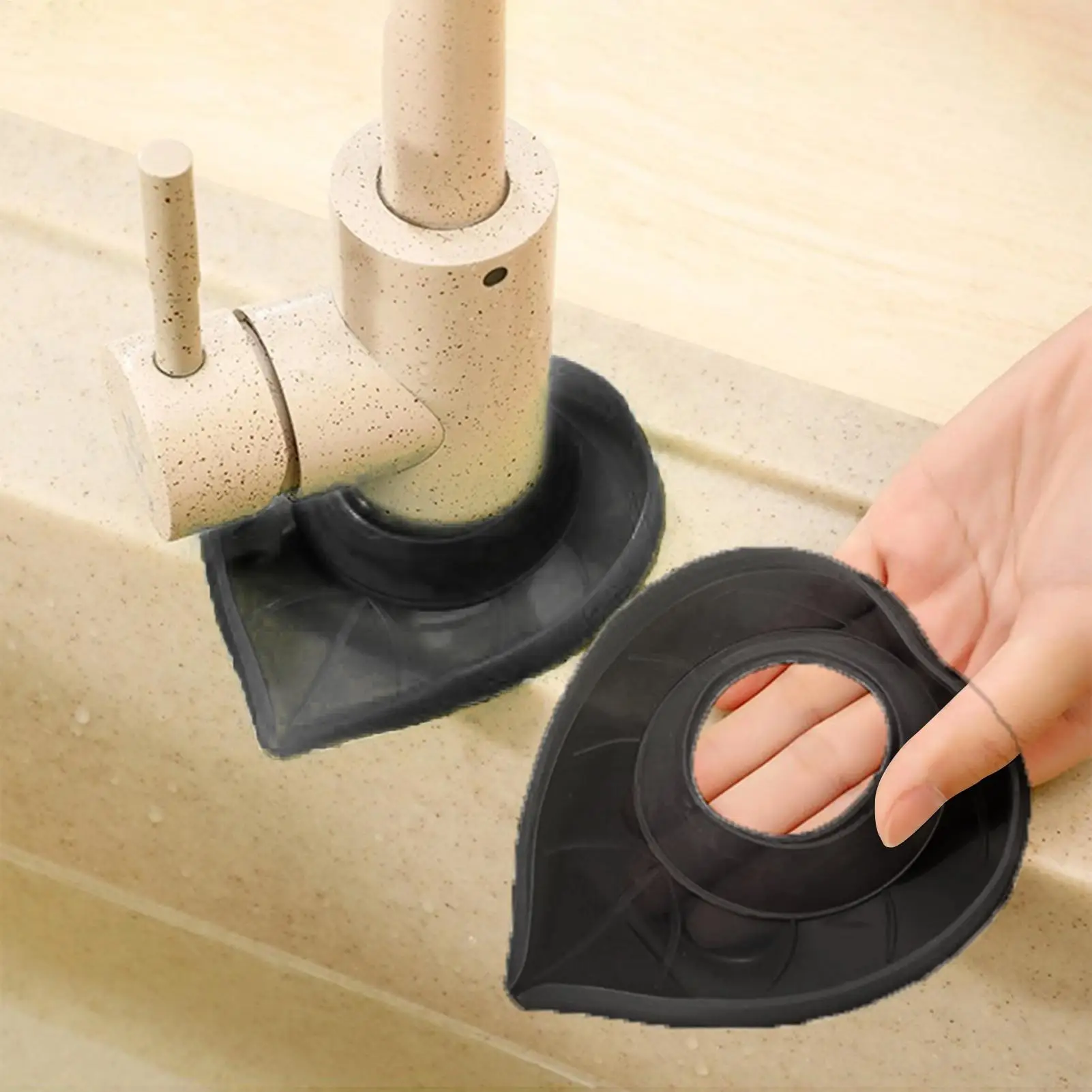 

Sink Faucet Mat Splash Guard Heart Shape Handle Drip Catcher Tray Sink Protector Faucet Draining Mat waterproof cover