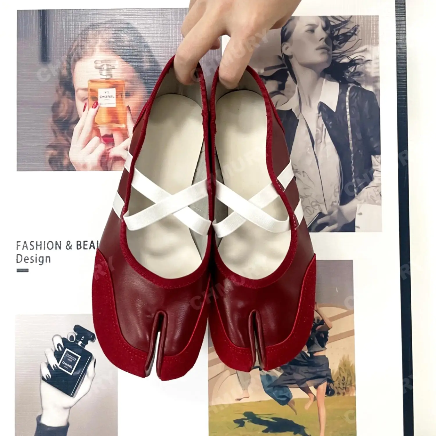 chmury-tabi-baskets-chaussures-plates-mary-jane-chaussures-de-ballet-pour-femmes-rouge-jaune-argent-bout-fendu-chaussures-plates-ete-2025