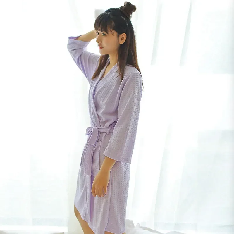 

Summer thin women's bathrobes for men and women hotel beauty salon special clothing pajamas