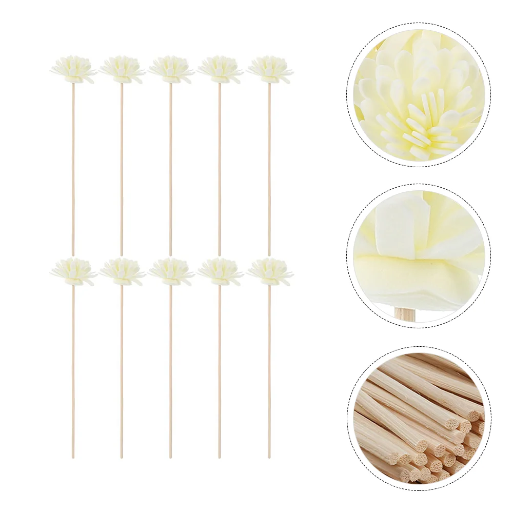 10 Pcs Diffuser Aromatherapy Rattan Perfume Accessories Essential Oil Flower Sticks with White Simulated Office