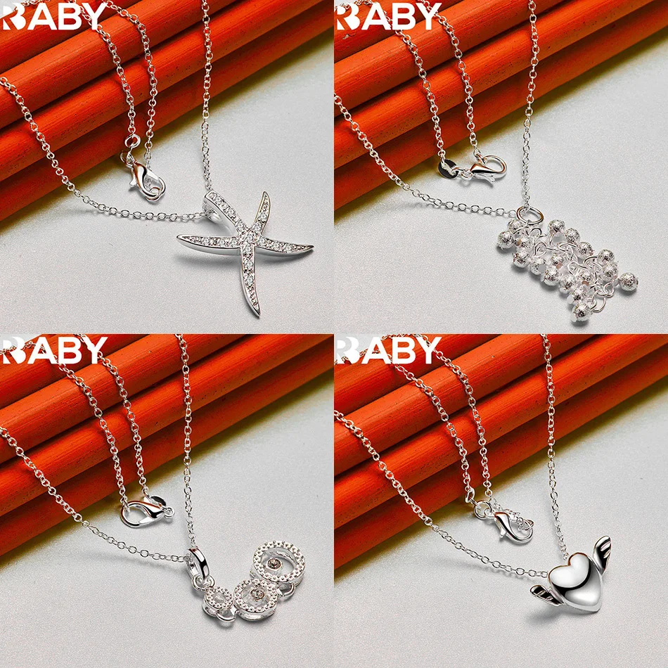 

URBABY 40-75cm 925 Sterling Silver Design Pendant Necklace For Women Men Charm Trend Birthday Gifts Fashion Party Fine Jewelry