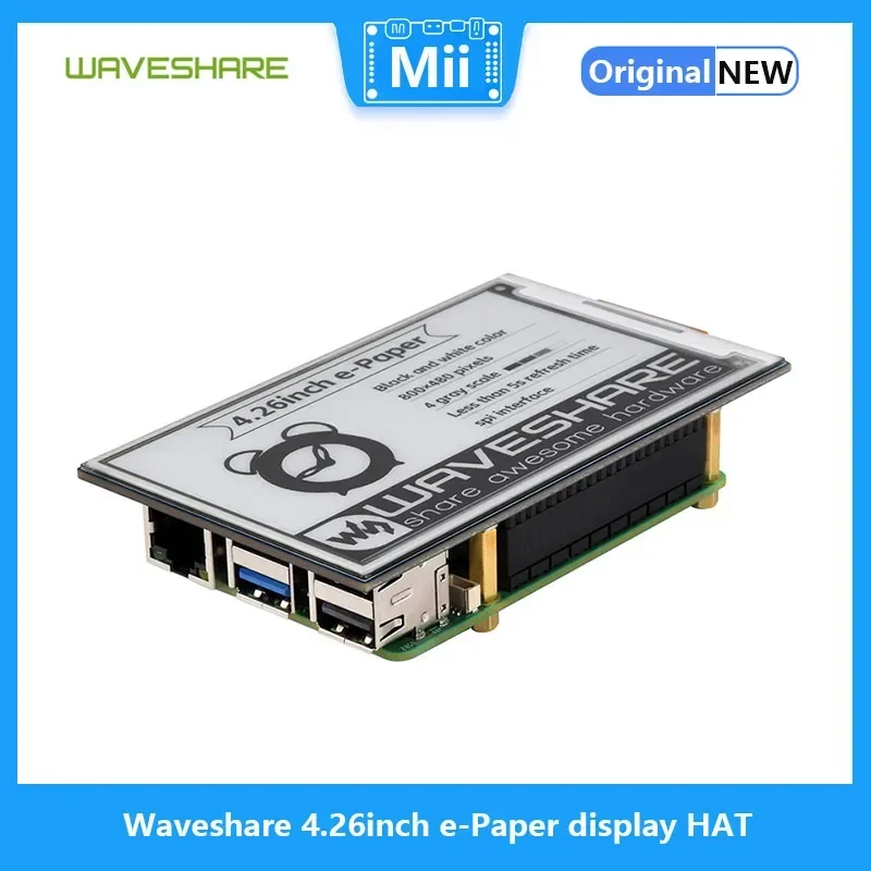 Waveshare-Écran e-Paper HAT, 4.26 pouces, 800x480, noir/blanc, interface éventuelles I, faible consommation, grand angle de vision pour Raspberry Pi