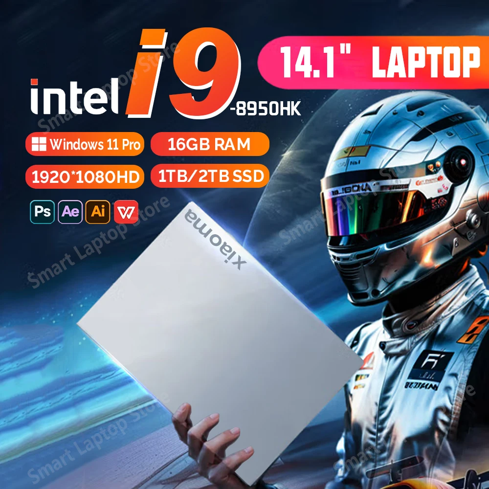 Игровой ноутбук 2025 года, Windows 11 Pro, 14,1 дюйма, Intel CORE i9 8950HK, 16 ГБ, 1/2 ТБ, разрешение 1920*1080, офисный игровой ПК, ноутбук