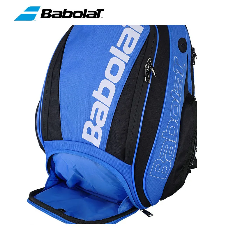 Ransel tenis Babolat pria wanita klasik, tas bahu raket tenis Badminton portabel warna biru hitam kain Oxford 1-2