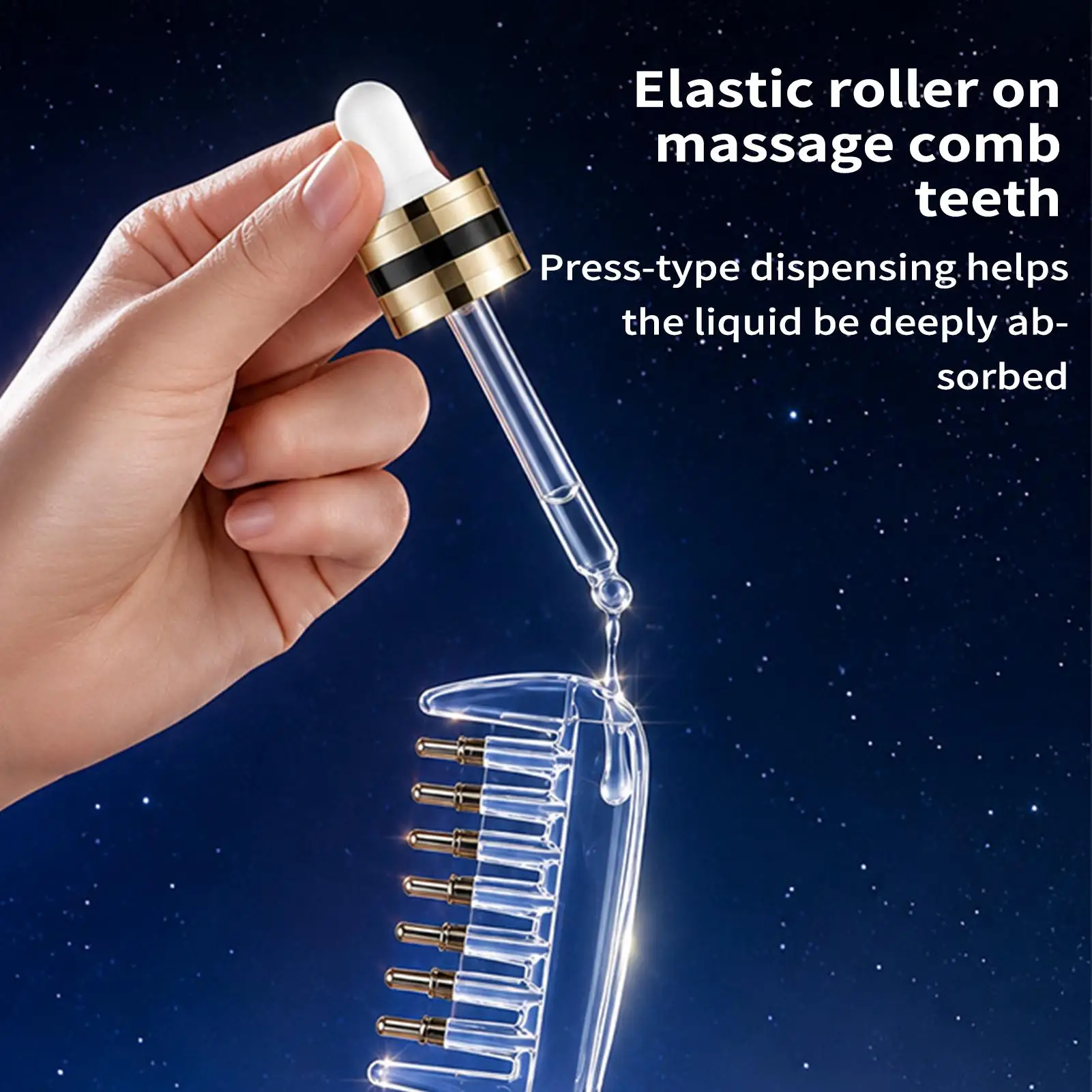High Efficiency Essential Oil Applicator Massage Comb Rolling Metal Teeth Built-in Reservoir for Quick Scalp Nourishing