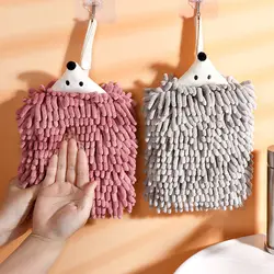 Toallas de mano de chenilla, toalla de mano para cocina y baño con bucles colgantes, toallas de microfibra absorbentes suaves de secado rápido, erizo Animal