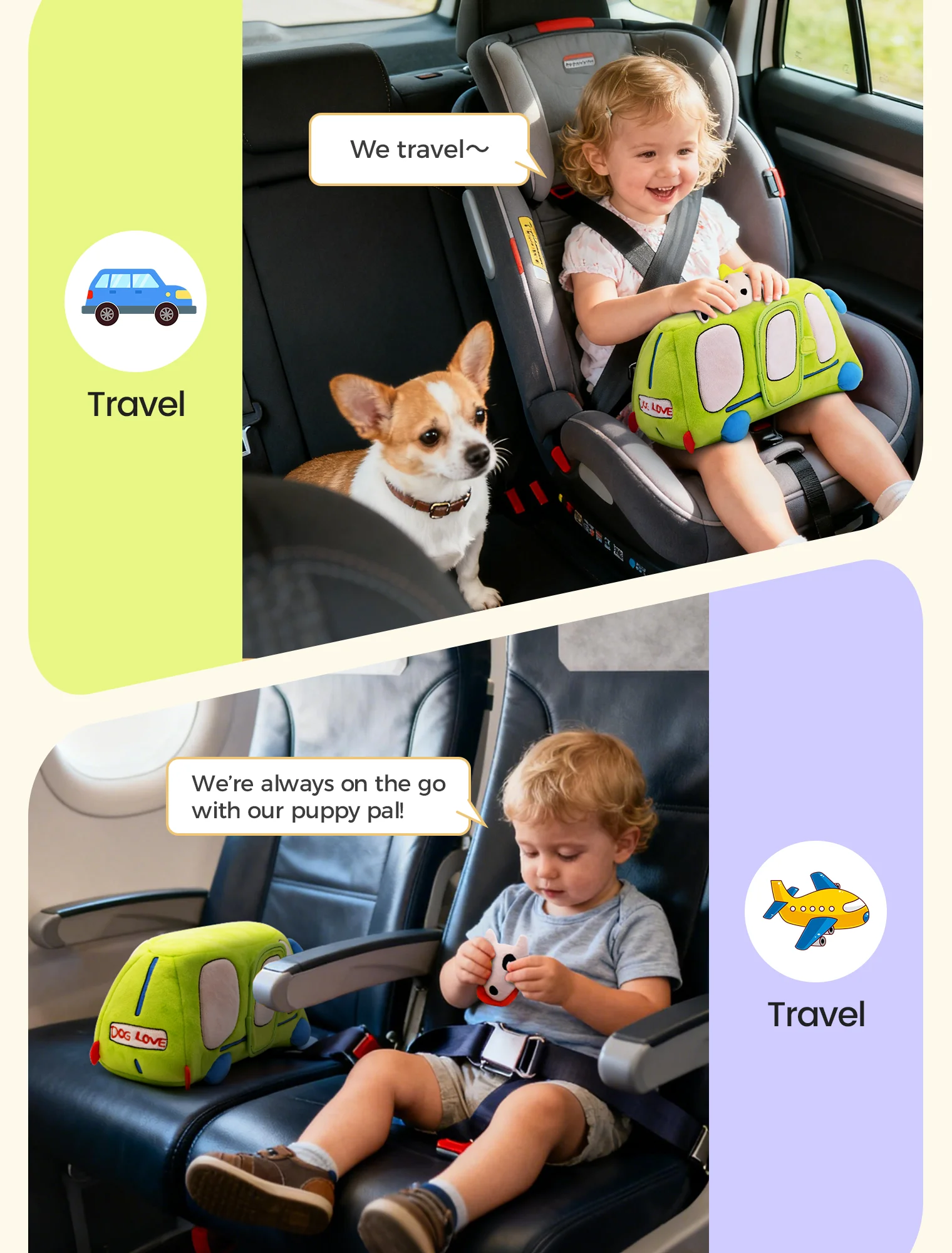 ソフトパピーバス モンテッソーリ感覚玩具 ラトルミラー付きスクイーカー 幼児向け早期教育玩具 男の子＆女の子向け