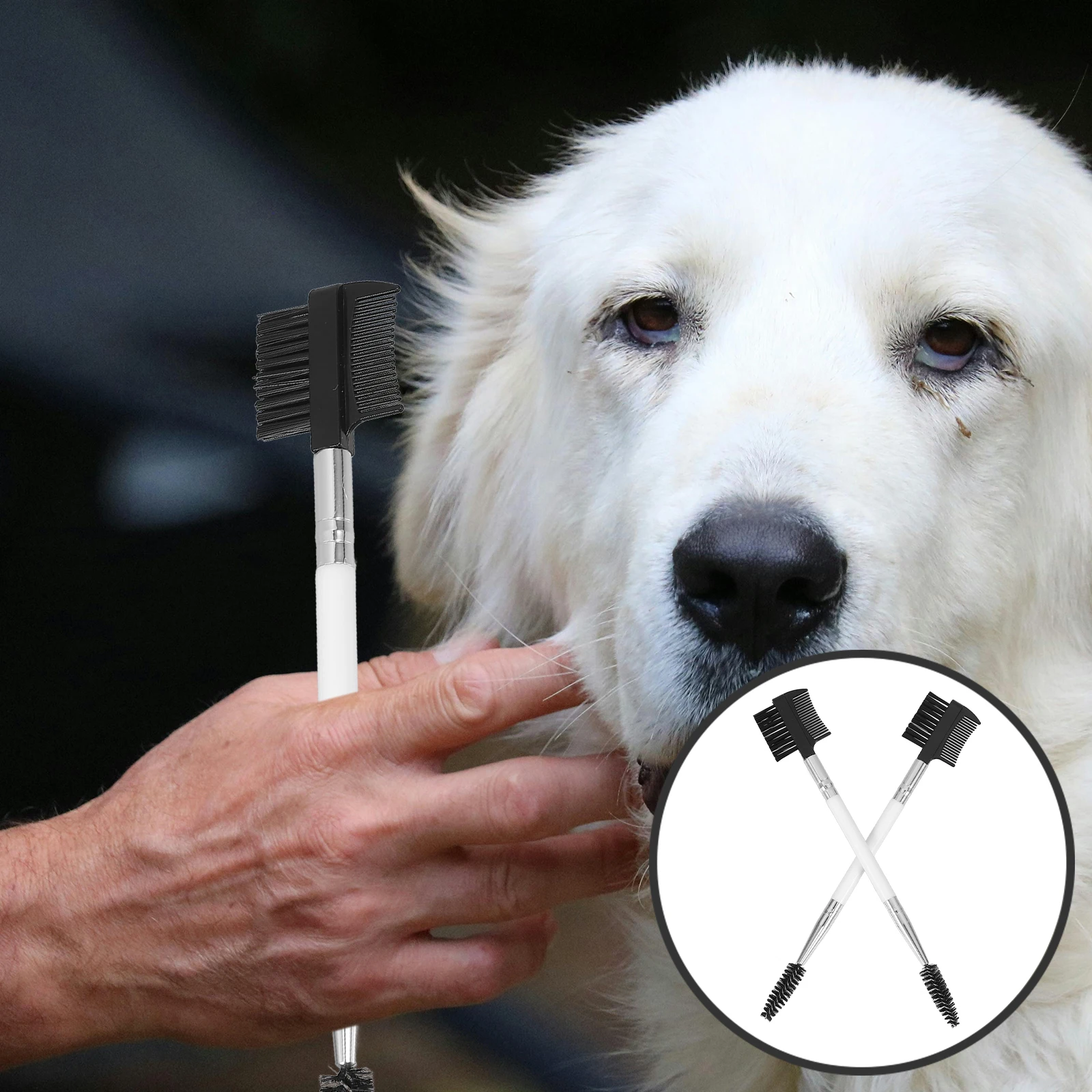 

2pcs Dog Eye Brush Soft Bristles Pet Grooming Rake Durable Material Sturdy Comb Tooth Smooth Surface Comfortable Feel Moderate