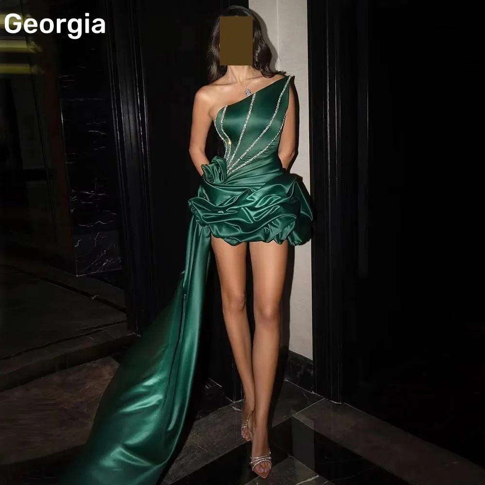 

Customized Prom Dresses One-Shoulder Zipper Up Luxury Evening Dresses Mini A-Line Beaded Elegant And Pretty Women'S Dresses