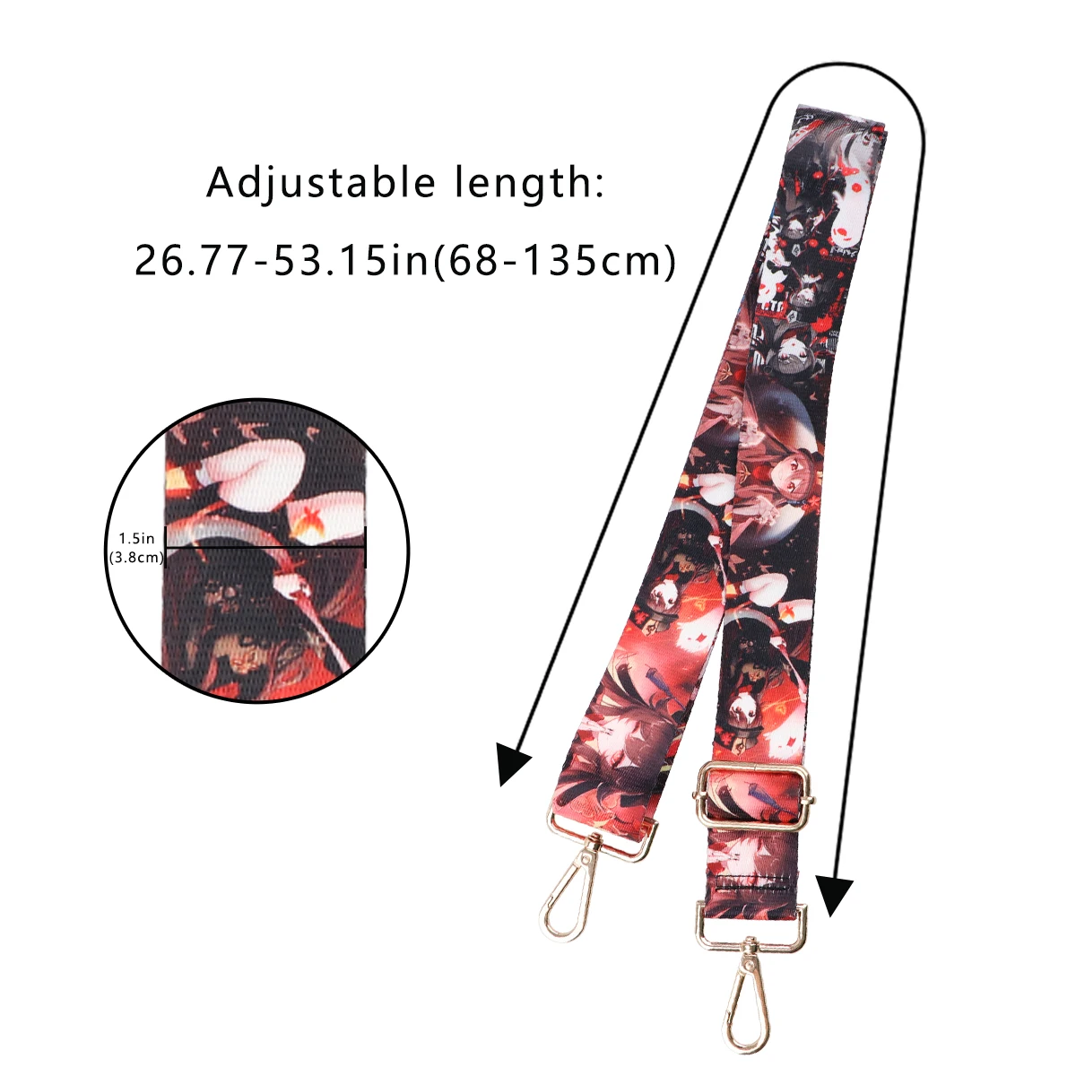 Hu Tao Shoulder Strap Genshin Game Adjustable Widening Belt Straps Single Bag Chain Travel Luggage Fashionable Bag Accessories