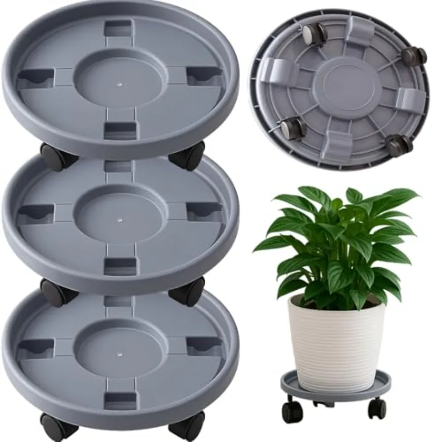 

Rolling Plant Stand with Wheels 3 Pack Plant Caddy with Wheels Heavy Duty Plant Dolly Roller Base with Wheels Round Flower Pot