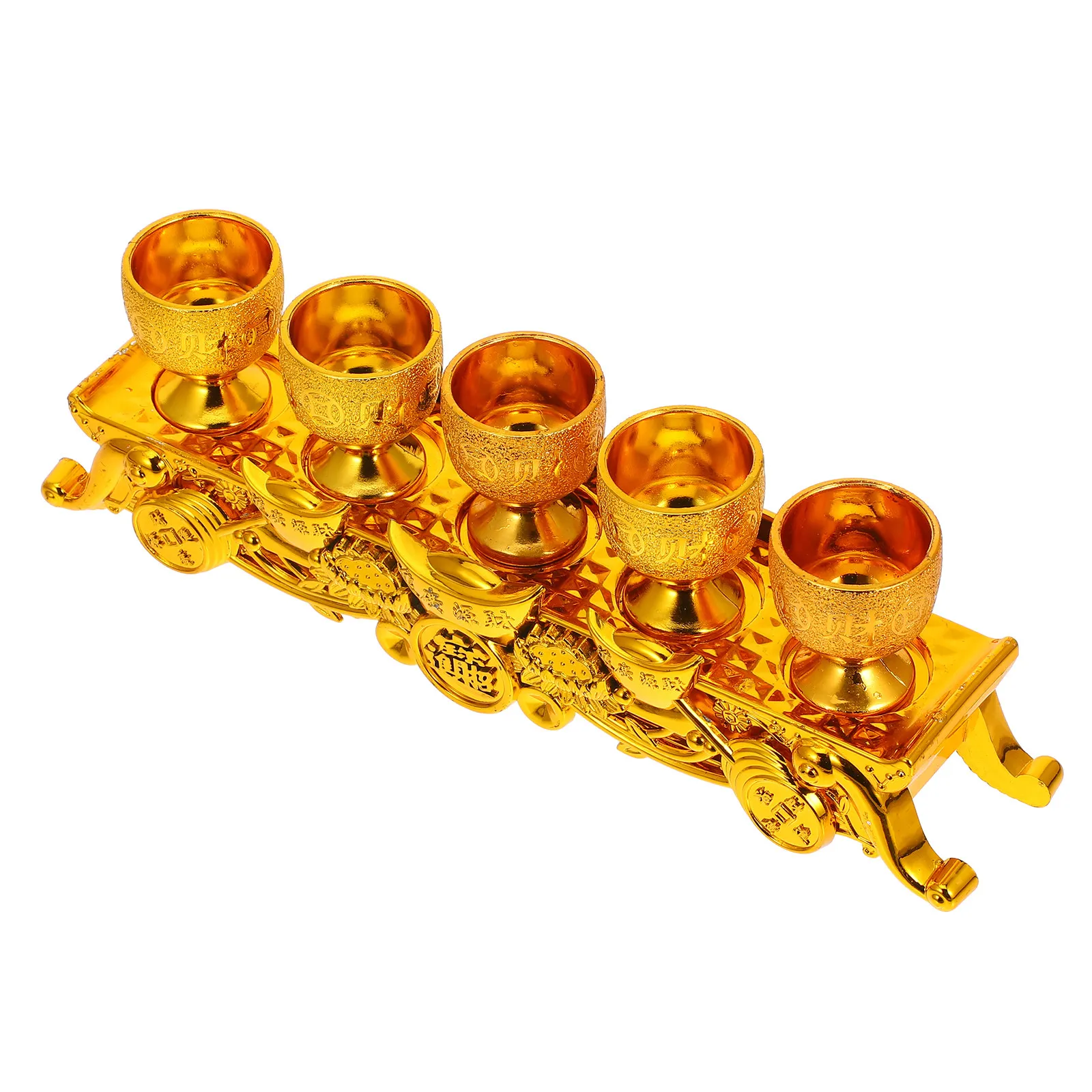 1Set Buddhist Temple Worship Cup Exquisite Mini Golden Offering Chalice for Altar Sacrificial Tea Water Use Vintage