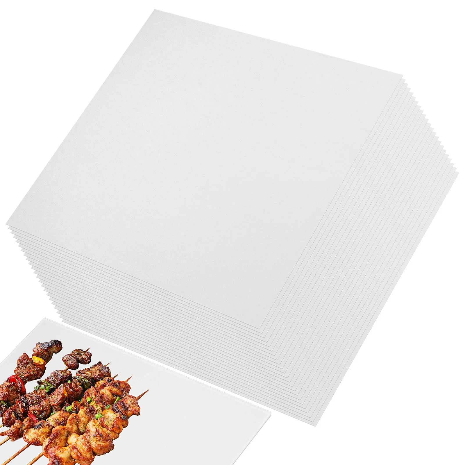 

50 Sheets Oil-absorbing Parchment Paper Pre-cut Square Non-stick Air Fryer Basket Liners BBQ Grilling Steam White