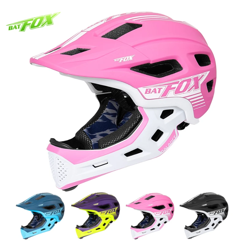 BATFOX Kids Detachable Full Face Bike helmet Children's Sports Child Cycling mtb Motorcycle Skateboarding Roller Skating Helmet