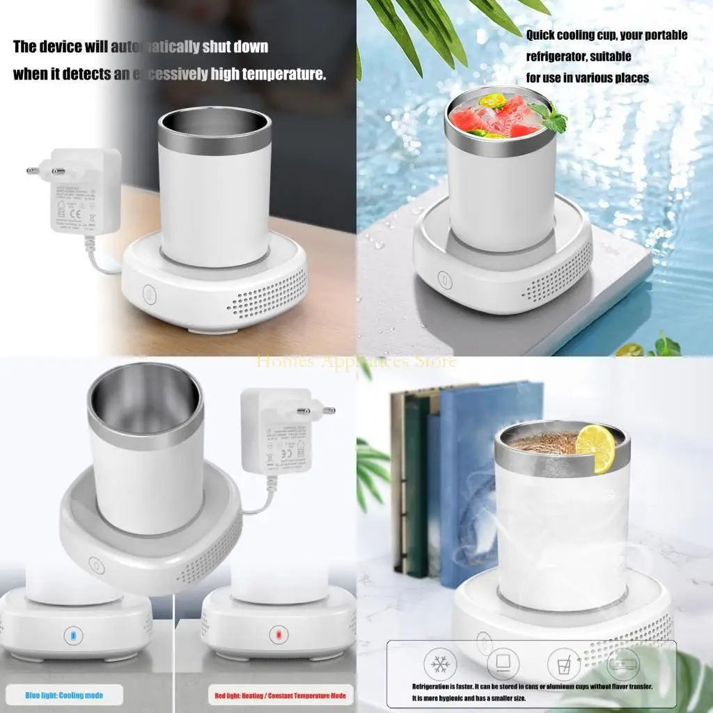 

D0AB Portable Desktop Heating and Cooling Beverage Plate Intelligent Coffee Warmer with Duals Temperature Drinking Cup