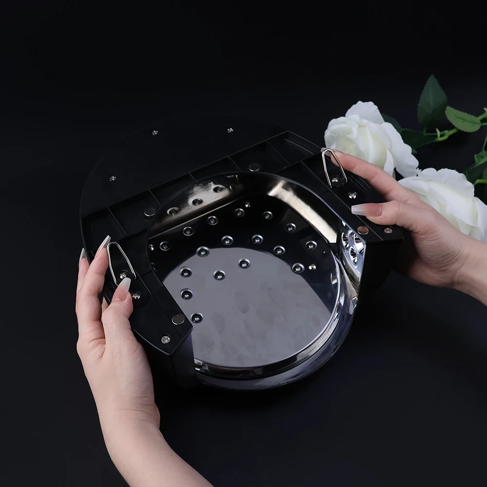 Rechargeable  LED Nail Lamp with Mirror Bottom Steel Nail Dryer with US Plug Battery Powered for Nails
