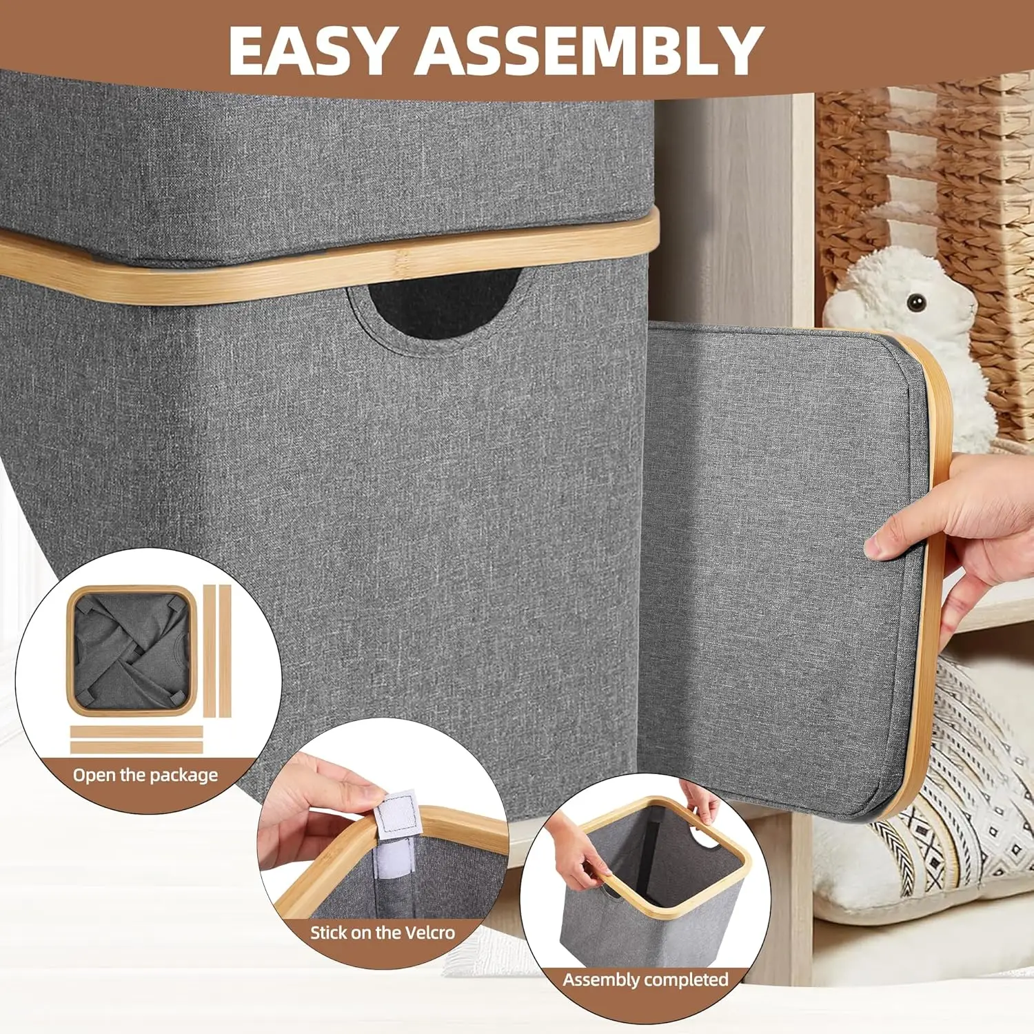 

Корзина для белья с крышкой. Большая бамбуковая корзина для грязной одежды с ручкой. Складная корзина для белья. Корзина для хранения игрушек.