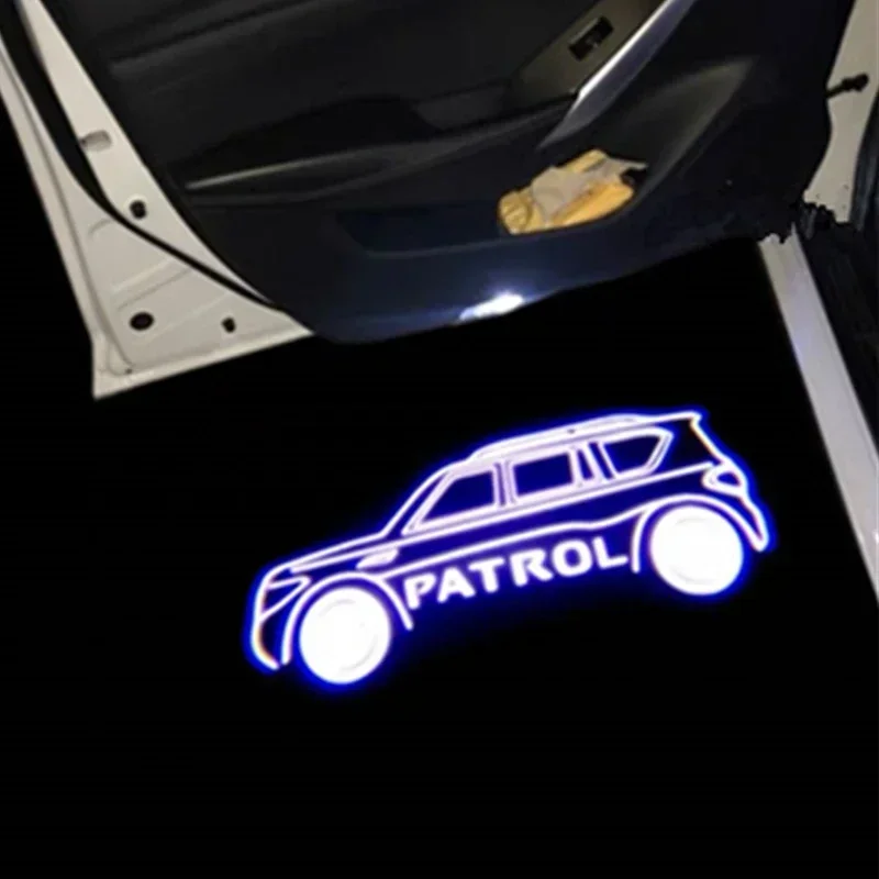 2Pcs LED Car Logo Door Welcome Lights Pattern Courtesy Laser Light for Nissan Patrol Badge 2012-2018 Projector Lamps Accessories