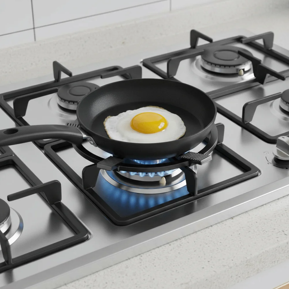 حامل شعلات الغاز من الحديد الزهر العالمي، حامل ثابت ومضاد للانزلاق، حامل وعاء الحليب المحمول للطهي في الهواء الطلق #4