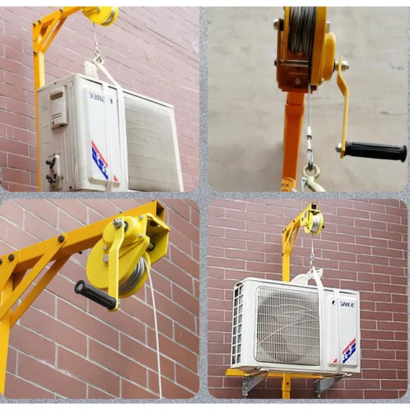 1200 lb Manual Stainless steel, outside installation lifting crane, folding, self-locking manual winch assembly air conditioner