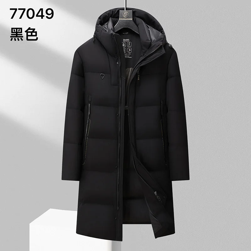 Autumn and winter new fashionable knee-length men's hooded down jacket plus size light luxury high-end men's down jacket