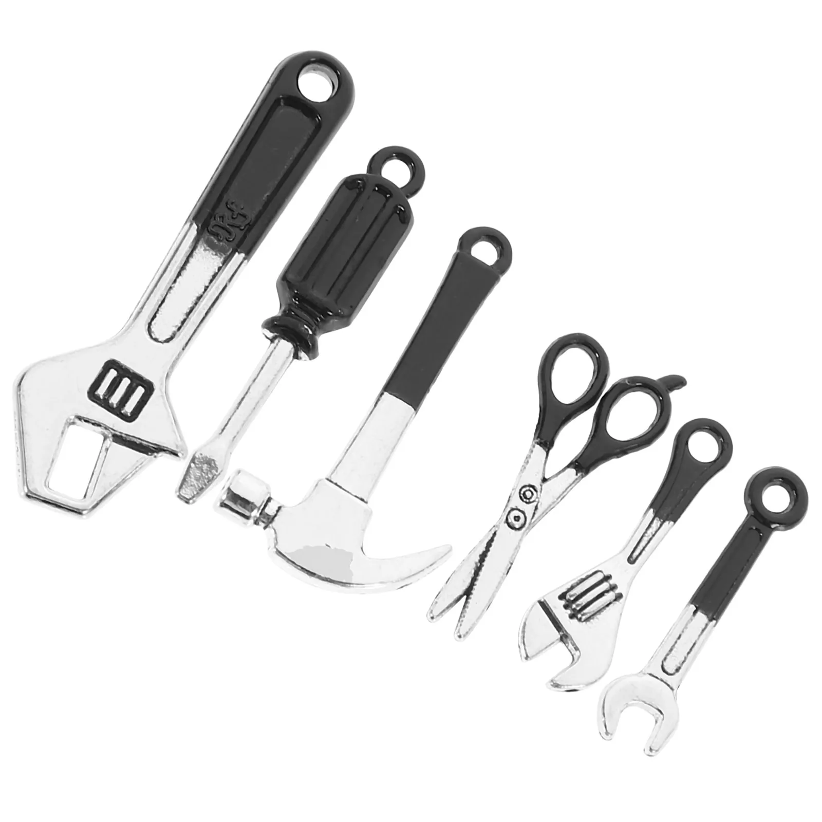 Set di strumenti in miniatura Mini chiave a martello nera Puntelli decorativi per la fotografia Mini scene Giocattoli da costruzione Accessori finta di giocare