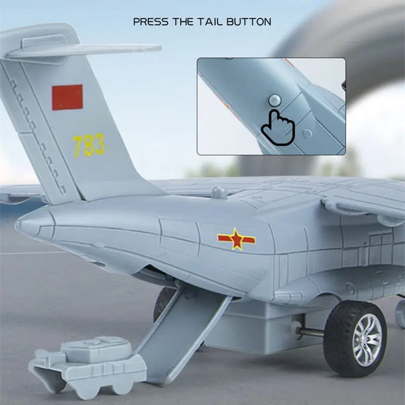 1/200 Xian Y-20 Alloy Large Transport Aircraft Airplane Model Metal Toy Fighter Battle Plane Model Sound and Light Children Gift