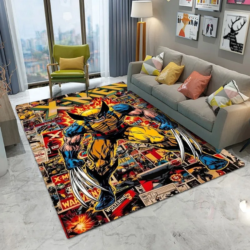 

Ковер в мультяшном стиле супергероя Росомаха, детская комната, спальня для подростков, гостиная, мягкий нескользящий моющийся большой напольный коврик, домашний декор