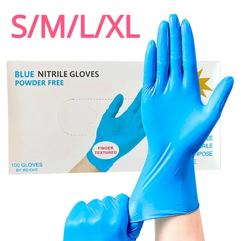 100/50/20PCS Disposable Blue Nitrile Gloves Kitchen Waterproof Household Cleaning Gloves Latex Free Household Cleaning Tools