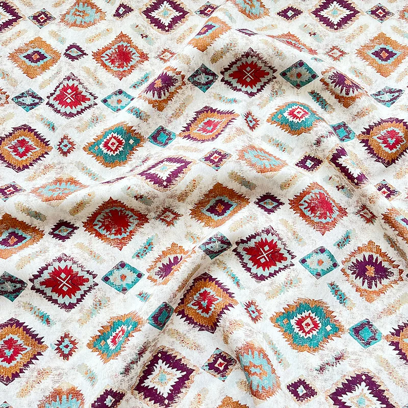 

Ethnic Retro Jacquard Digital Printing Fabric for Sewing Dress Clothes DIY Handmade Crafting Cloth