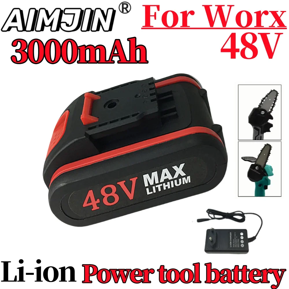 

48V Rechargeable Worx Battery Power Battery Spare Battery,Replace 48VF 36VF 88VF Impact Drill Electric Scissor Battery Chainsaw