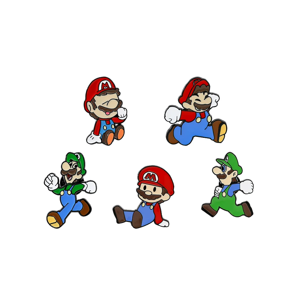 5Pcs Creative Game SuperMario Metal Brooch Personality Luigi Enamel Lapel Backpack Clothing Pin Jewelry Accessories