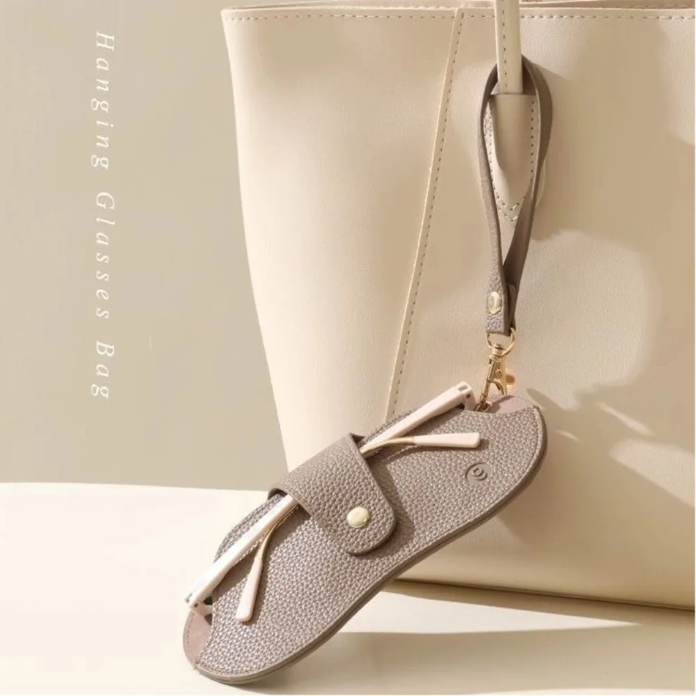 Portátil pendurado óculos saco lichia padrão couro do plutônio óculos saco de armazenamento óculos cor sólida titular