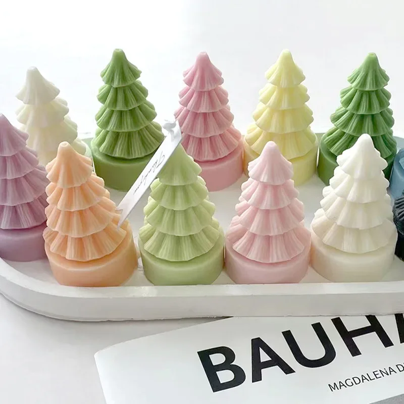 3D Christmas Tree Candle Silicone Mold Handmade Xmas Gifts Plaster Resin Ornaments Mould Soap Candle Making Supplies