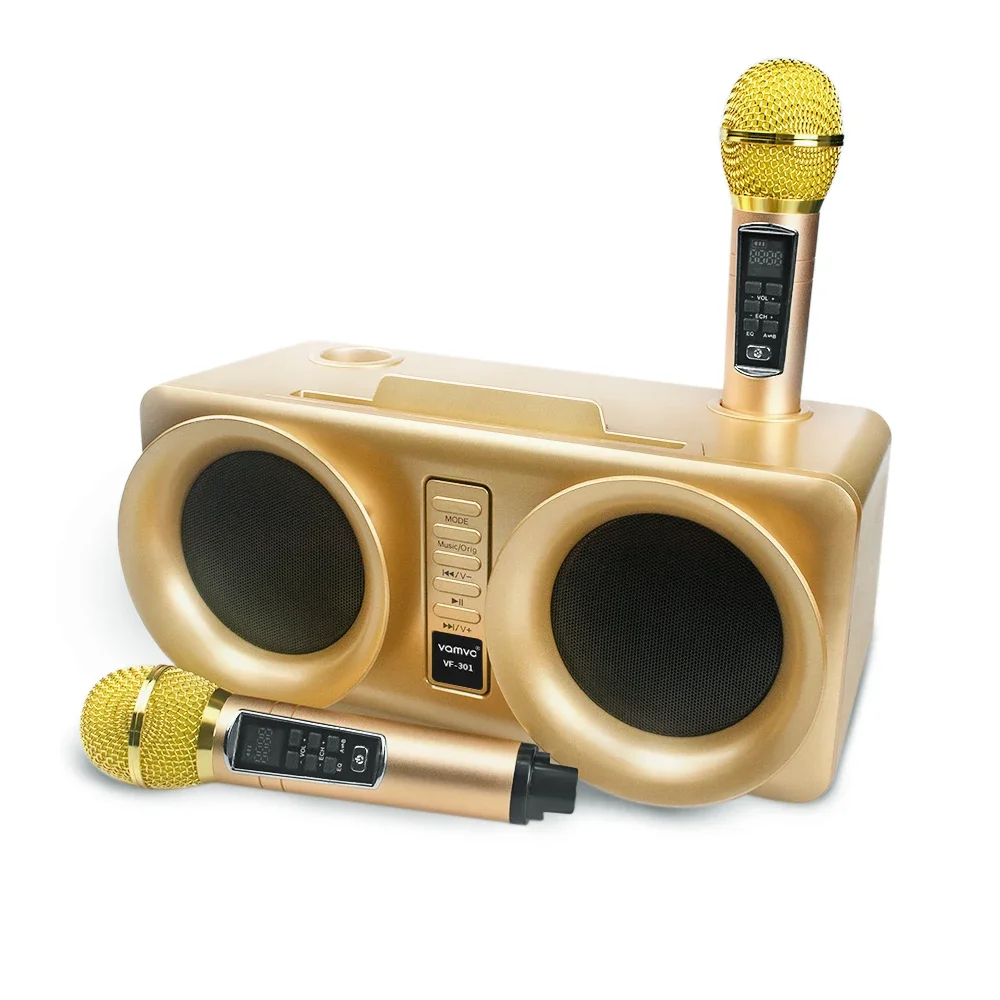 

Portable karaoke machine for kid and adult, two wireless microphone with speaker, Blue tooth U disk TF card AUX support