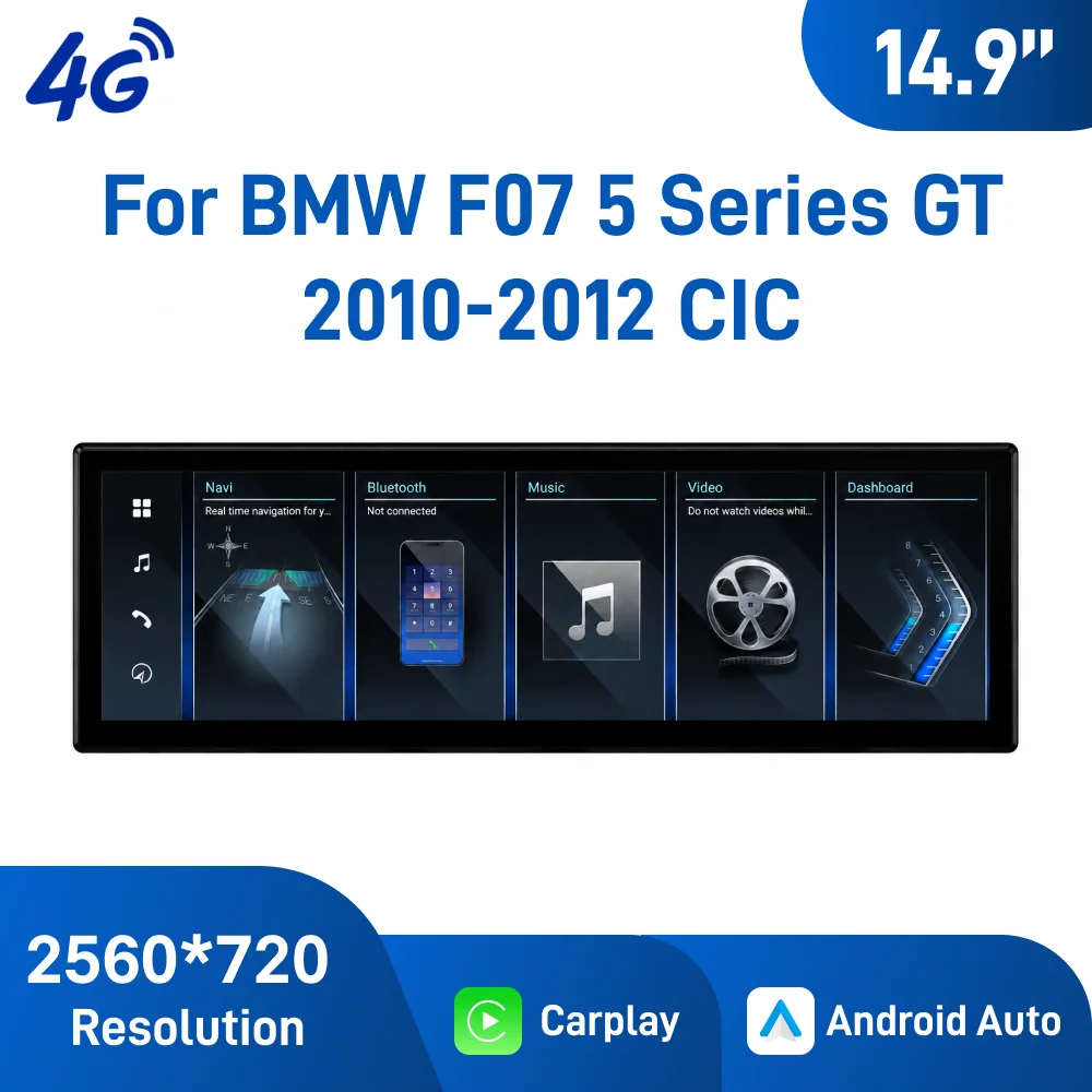 14.9 Inch Android Car Navigation for BMW 5 Series GT F07 2010-2012 CIC ,Touch Screen, GPS Multimedia,  Wireless CarPlay
