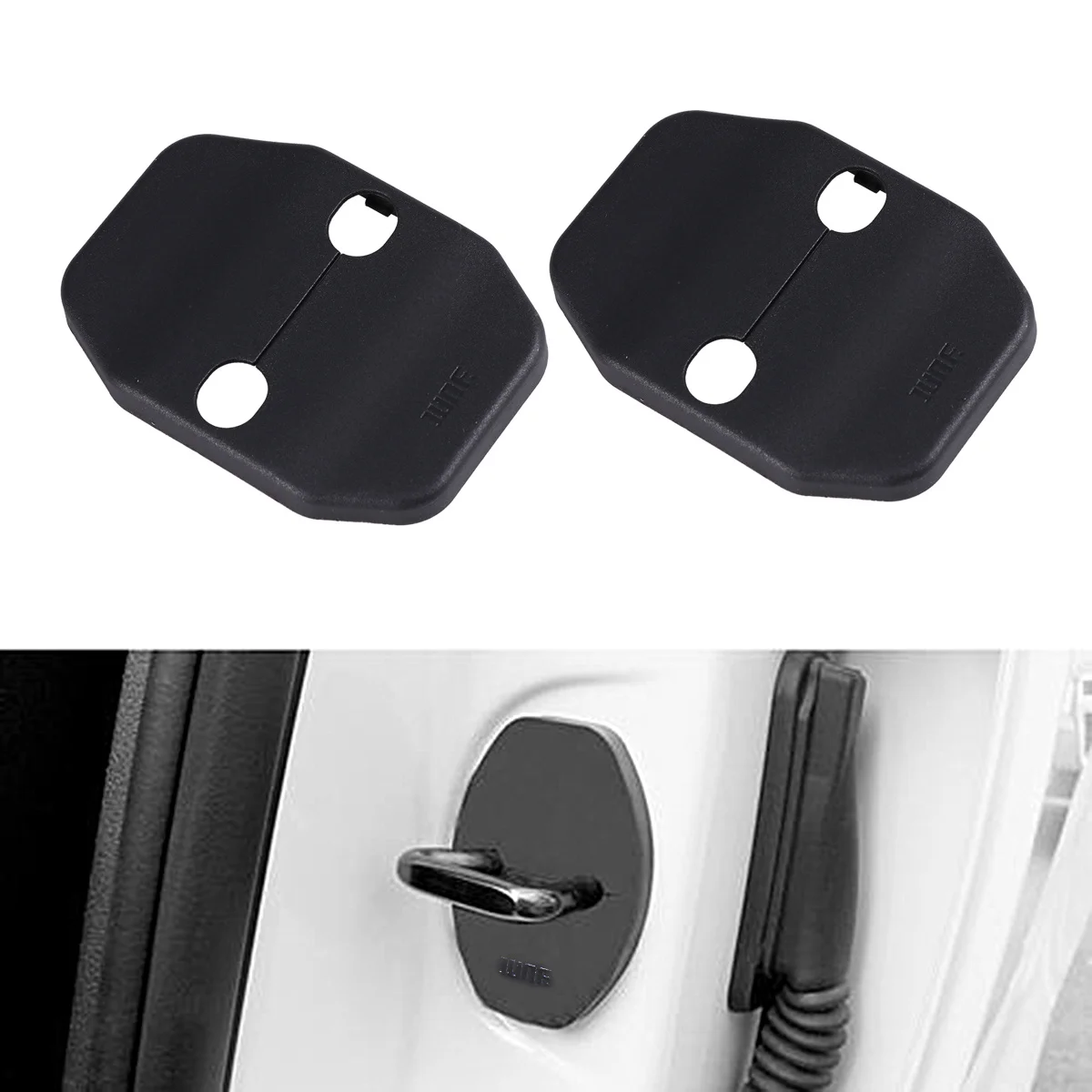 

4Pcs ABS Plastic Car Door Lock Buckle Cover Black Trim Protection Design Enhances Vehicle Interior Appearance