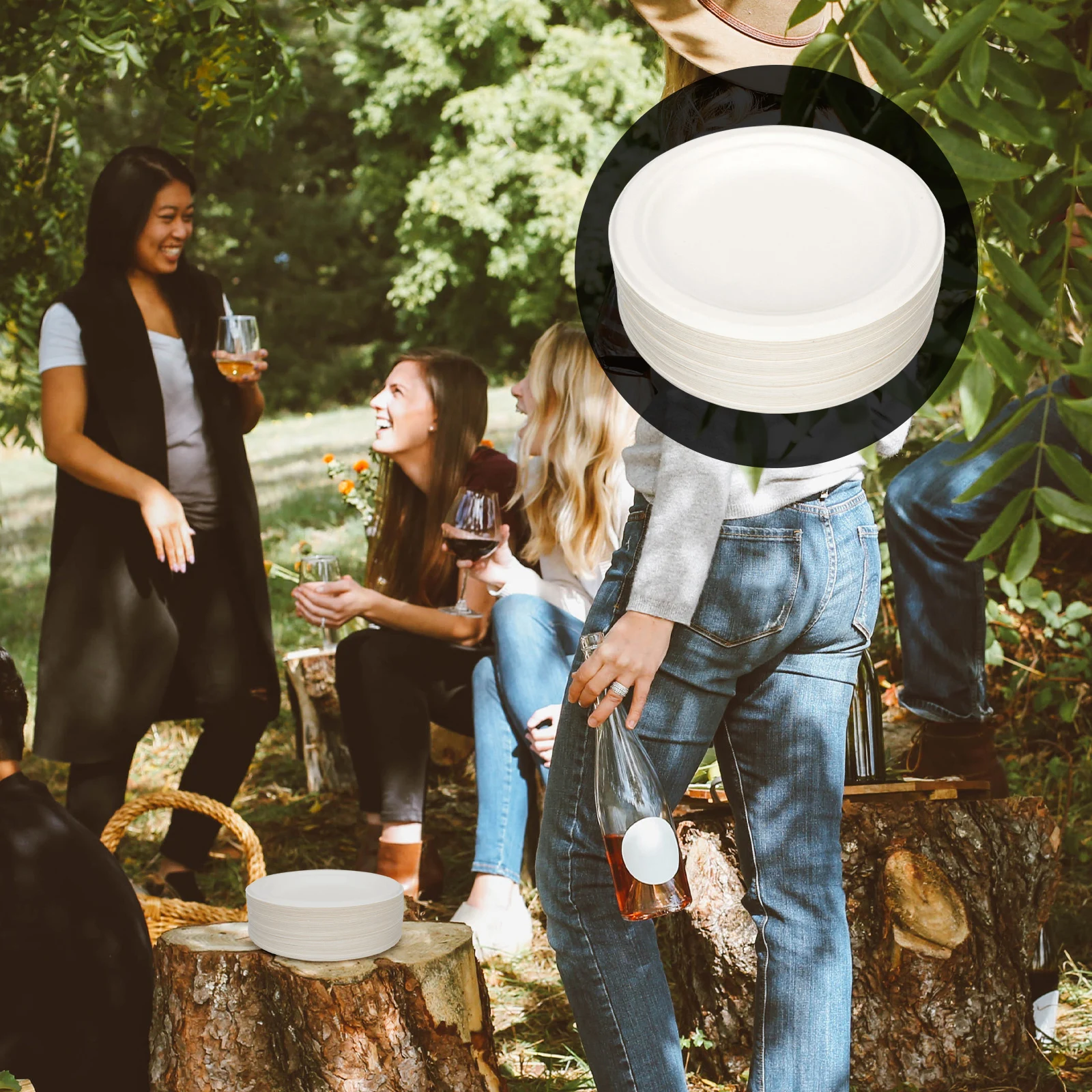 

50pcs Disposable Party Paper Heavy Duty Biodegradable Cake Plates Compostable Bulk Kitchen Tableware White Round Food Dessert