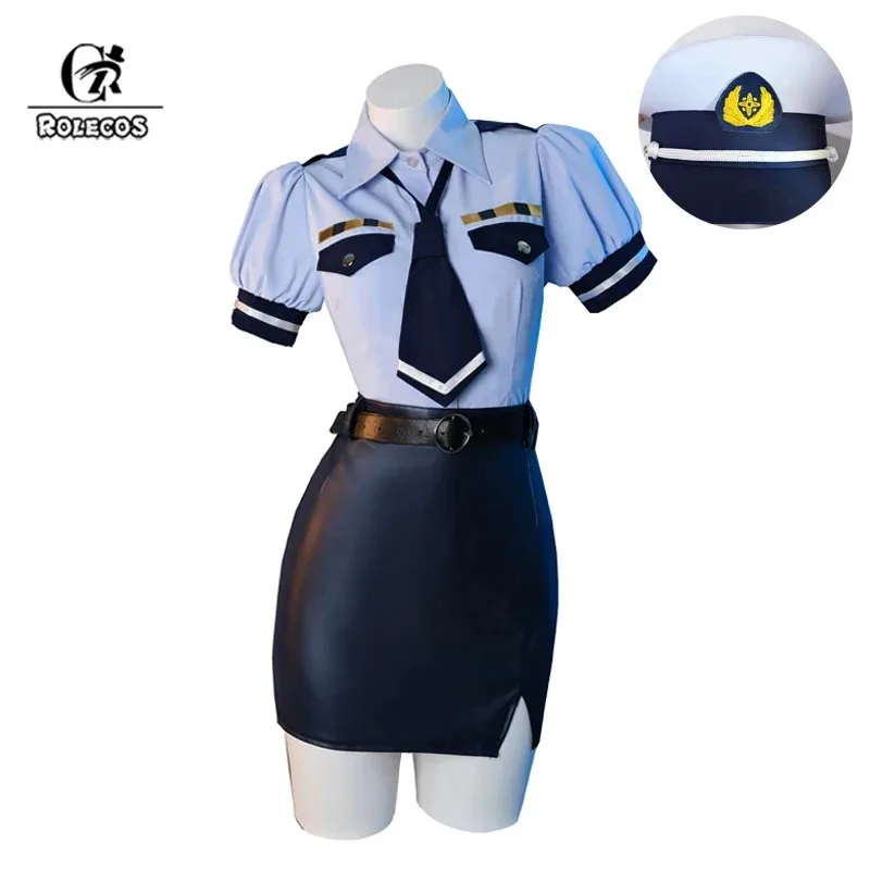 

ROLECOS in a Different World from Zero Rem Girl Canine Female Police Officer Uniform Blue Women Carnival Cosplay Costume