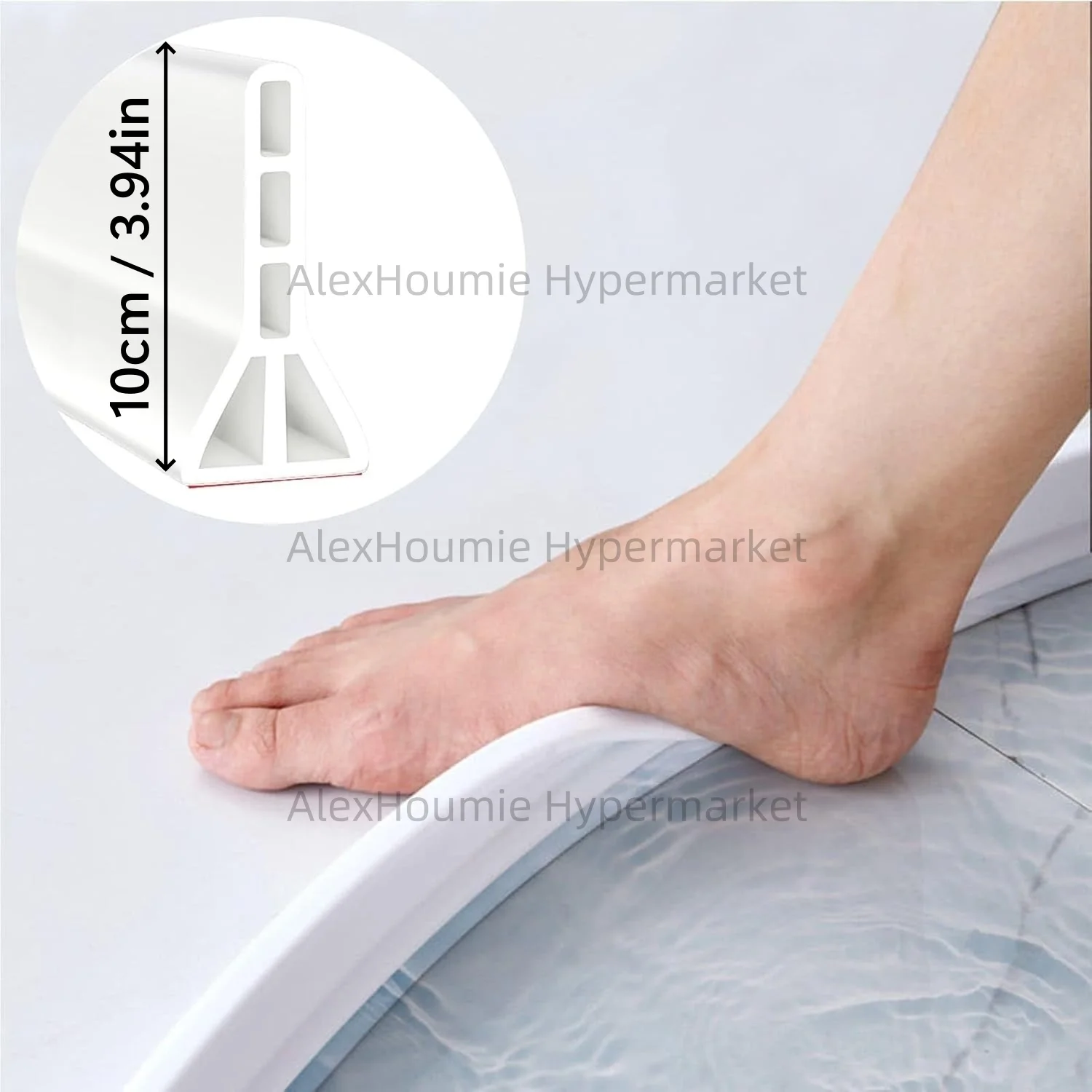 10cm High Shower Threshold Water Dam Water Stopper Collapsible Leak-proof Waterproof for Wet Dry Separation for Bathroom&Kitchen