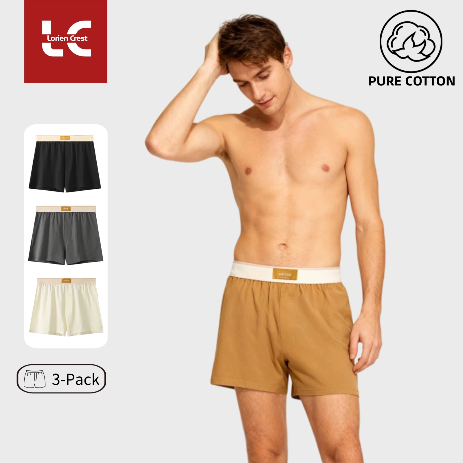 3 قطع سراويل بيجامة قطنية 100% للرجال، فضفاضة مقاس كبير، خصر عالي المرونة، ملابس داخلية مريحة للملاكمين وسراويل داخلية