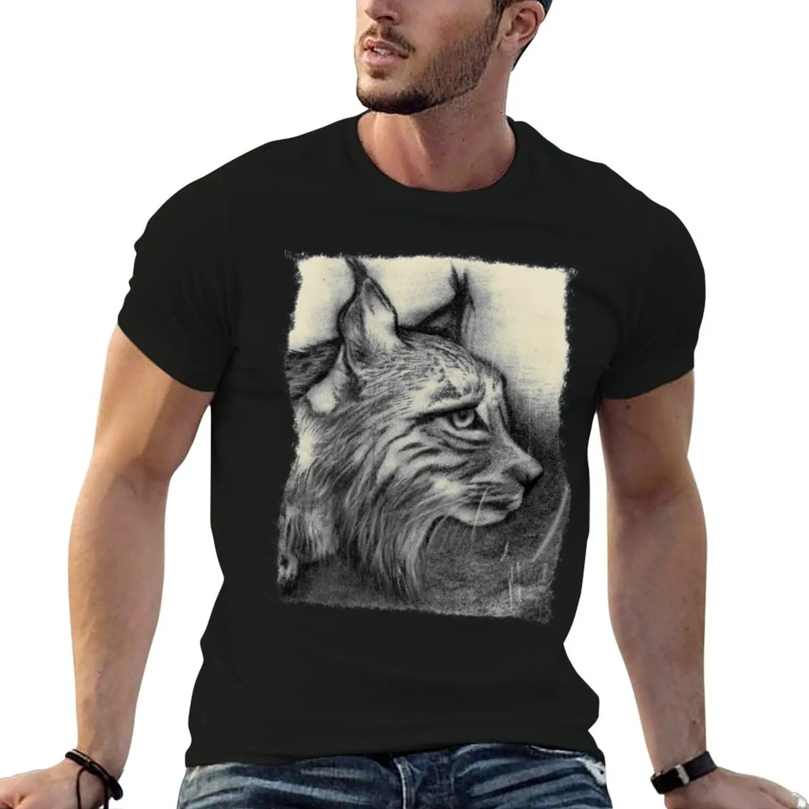 Iberian Lynx T-Shirt Gym Exercise Short Sleeve T-Shirt