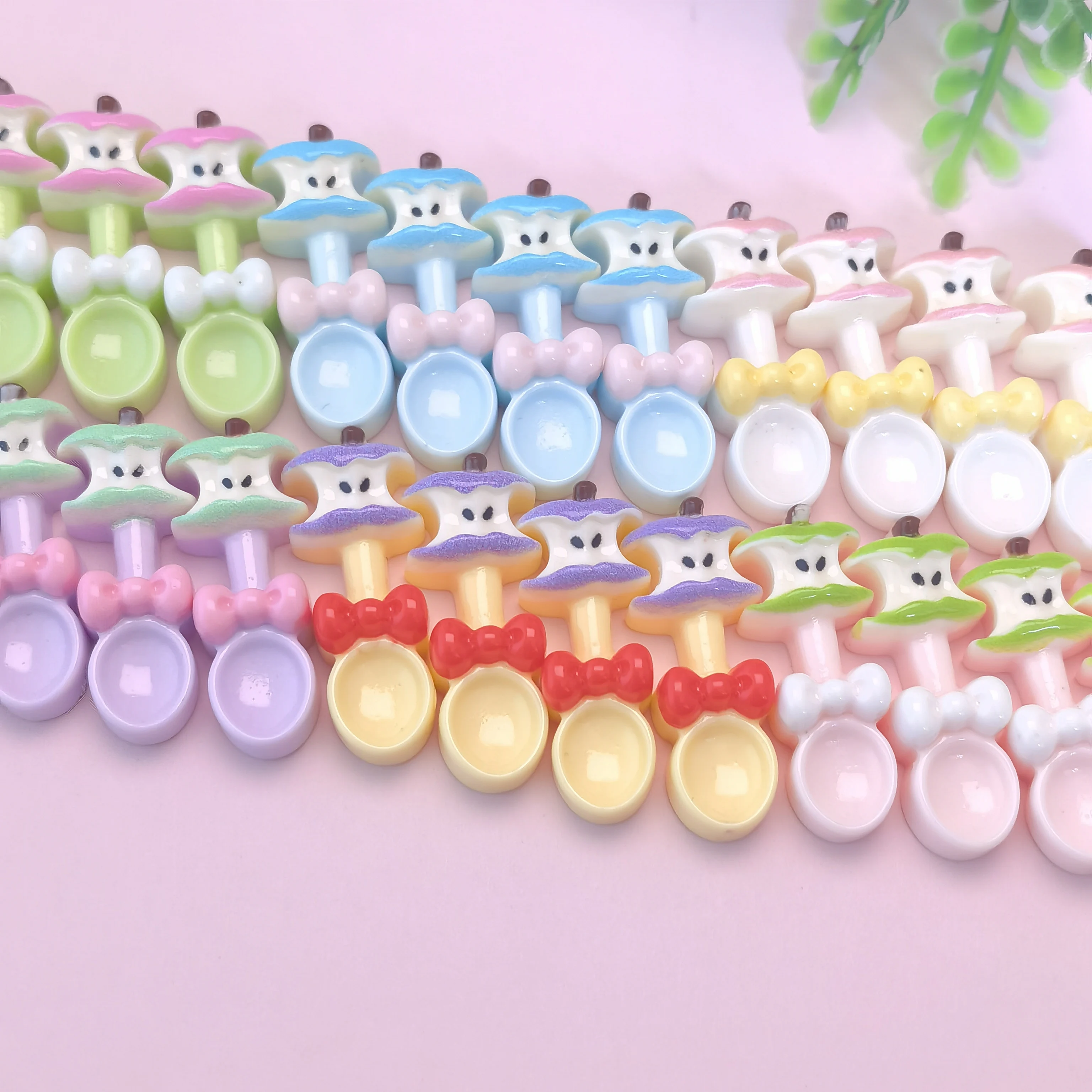 New Kawaii Cartoon Colorful Apple Spoon Series Flatback Resin Cabochon Scrapbook Diy Gift Hairpin Accessories