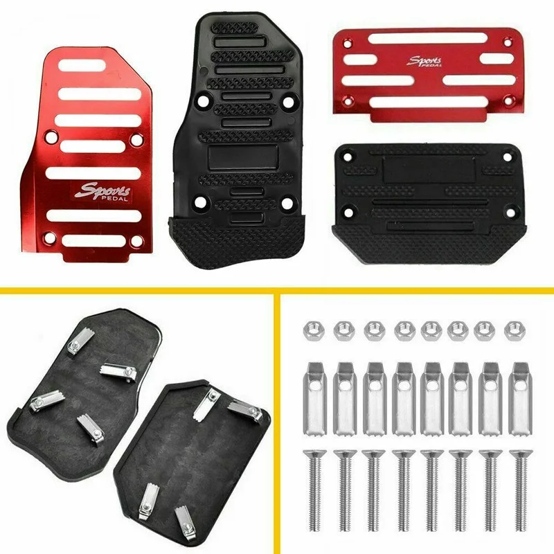 1 Set 2 Pcs Red Non-Slip Automatic Gas Brake Foot Pedal Pad Cover Car Auto Accessories High Quality Pedal Brake Tool Universal